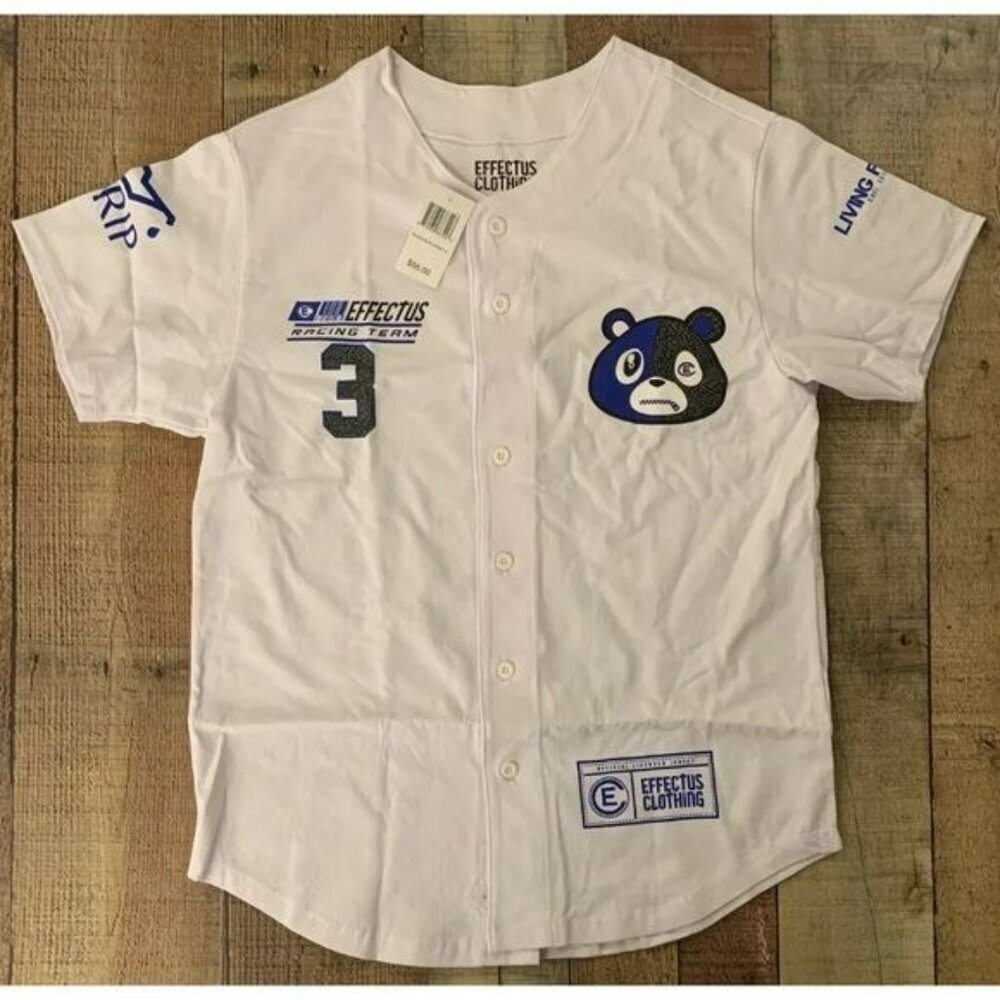 Effectus Racing Team 3 Clothing Mens Racer Bear Jersey White SM NWT Defect